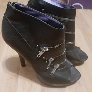 Black Zippered & Studded Booties